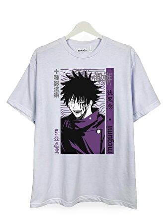 Megumi Jujutsu Kaisen Baskılı Loose Fit Bisiklet Yaka Unisex Tişört Anime Manga