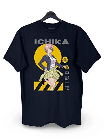 Nakano Ichika Eşsiz Beşizler Baskılı Loose Fit Bisiklet Yaka Unisex Tişört Anime Manga