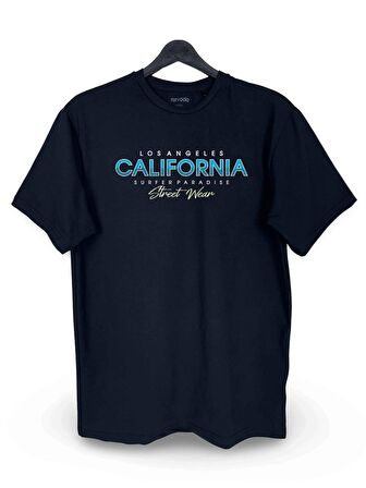 Los Angeles California Baskılı Loose Fit Bisiklet Yaka Unisex Siyah Tişört