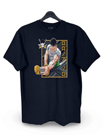 Zoro One Piece Baskılı Loose Fit Bisiklet Yaka Unisex Tişört Anime Manga