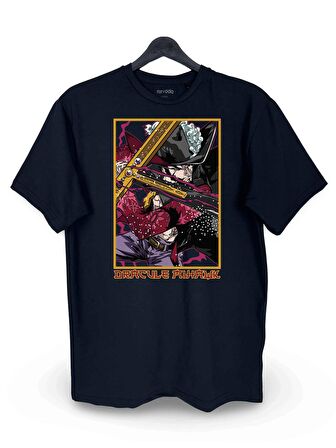 Dracule Mihawk One Piece Baskılı Loose Fit Bisiklet Yaka Unisex Tişört