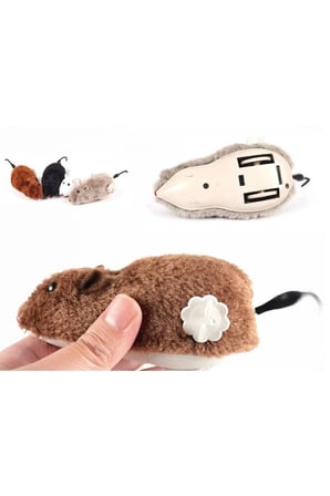 3 Adet Kurmalı Fare Kedi Oyuncağı – Eğitim Oyuncağı, Hareketli Wind-Up Mouse, Refleks Ve Zihin Uyarımı, 12X7 CM, Siyah Beyaz Gri Kahverengi