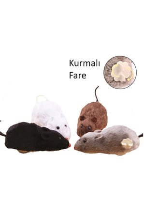 3 Adet Kurmalı Fare Kedi Oyuncağı – Eğitim Oyuncağı, Hareketli Wind-Up Mouse, Refleks Ve Zihin Uyarımı, 12X7 CM, Siyah Beyaz Gri Kahverengi