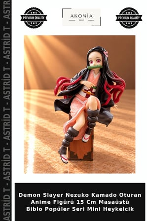Demon Slayer Nezuko Kamado Oturan Anime Figürü 15 Cm Masaüstü Biblo Popüler Seri Mini Heykelcik