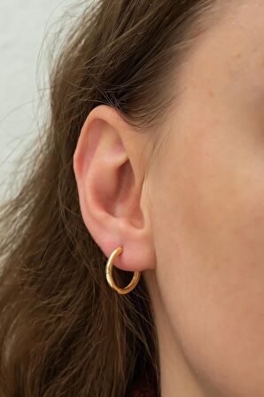 925 Ayar Gold 15 mm Halka Küpe Kadın Gümüş Küpe