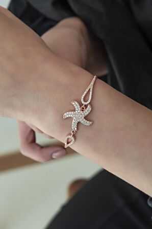 925 Ayar Kelepçe Model Deniz Yıldızı Bileklik Kadın Gümüş Bileklik