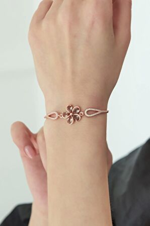925 Ayar Kelepçe Model Zultanite Taşlı Çiçek Bileklik Kadın Gümüş Bileklik
