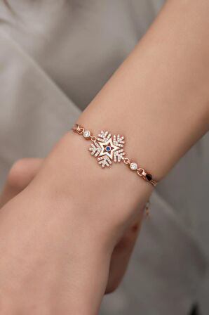 925 Ayar Gümüş Rose Zirkon Taşlı Kartanesi Bileklik
