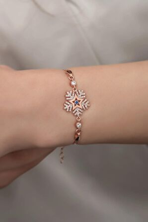 925 Ayar Gümüş Rose Zirkon Taşlı Kartanesi Bileklik
