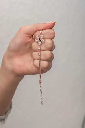 925 Ayar Gümüş Rose Zirkon Taşlı Kartanesi Bileklik