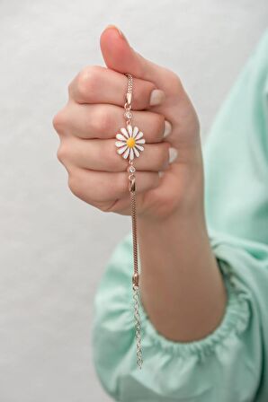 925 Ayar Gümüş Papatya Model Bileklik