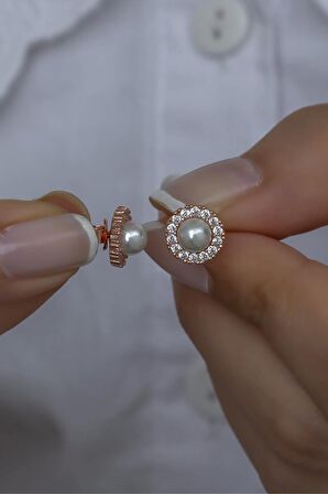 925 Ayar Gümüş Rose Tektaş İnci Küpe