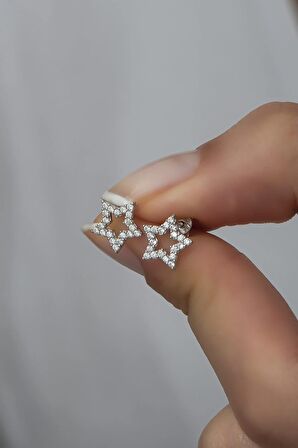 925 Ayar Gümüş Minik Rodyum Kaplama Yıldız Küpe