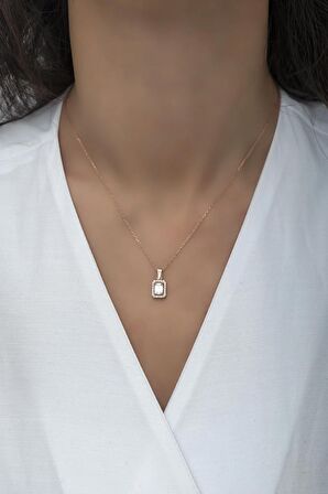 925 Ayar Gümüş Rose Baget Tektaş Kolye