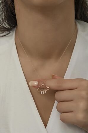925 Ayar Gümüş Zirkon Taşlı Yağmur Bulutu Kolye