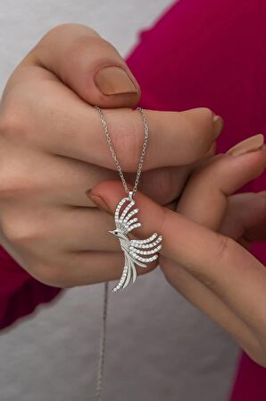 925 Ayar Gümüş Zirkon Taşlı Anka Kuşu Kolye