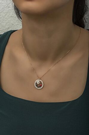 925 Ayar Gümüş Manolya Çiçeği Uğur Böceği Kolye