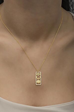 925 Ayar Gümüş Gold Şans Figürlü Şans Kolye