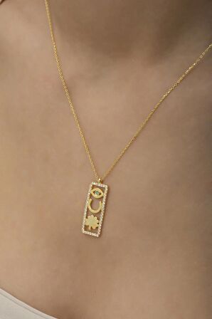 925 Ayar Gümüş Gold Şans Figürlü Şans Kolye