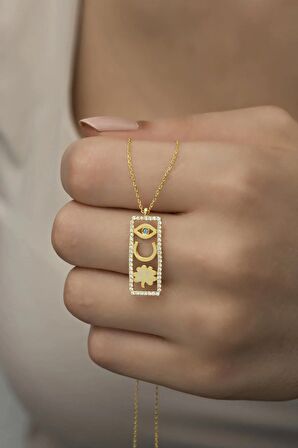925 Ayar Gümüş Gold Şans Figürlü Şans Kolye