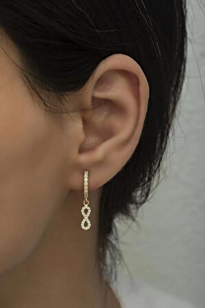 925 Ayar Gümüş Sallantılı Gold Sonsuzluk Küpe