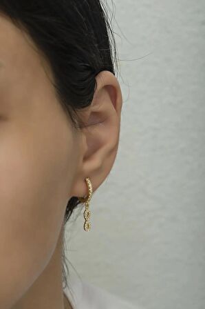 925 Ayar Gümüş Sallantılı Gold Sonsuzluk Küpe