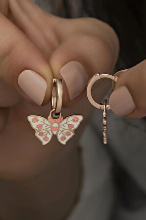 925 Ayar Gümüş Beyaz Mineli Kelebek Küpe