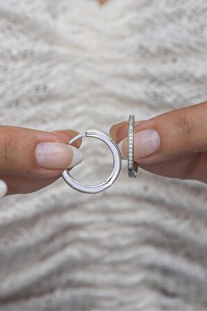 925 Ayar Gümüş Rodyumlu 20 mm Tamtur Halka Küpe