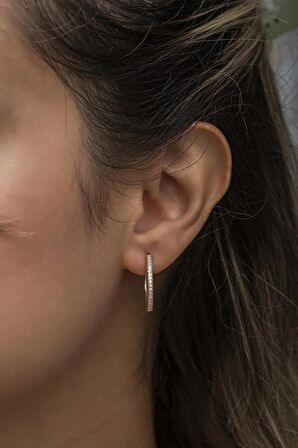 925 Ayar Gümüş Rose 20 mm Tamtur Halka Küpe