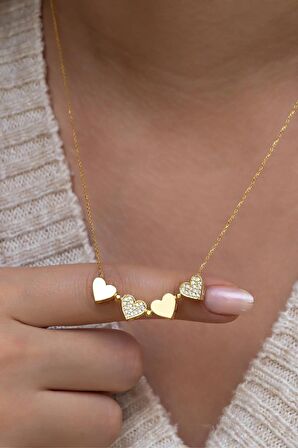 925 Ayar Gümüş Mıknatıslı Ayrılabilir Gold Yonca Kolye