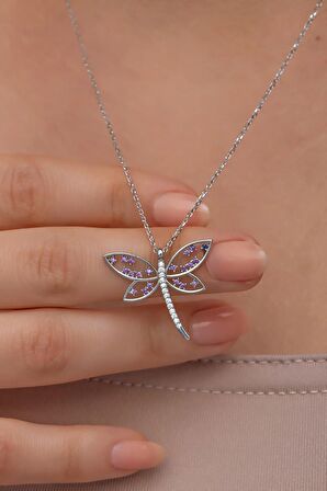 925 Ayar Gümüş Mor Zirkon Taşlı Yusufcuk Model Kolye