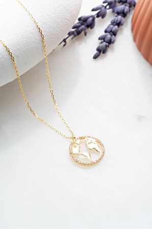 925 Ayar Gümüş Gold Dünya Haritası Tasarım Kolye