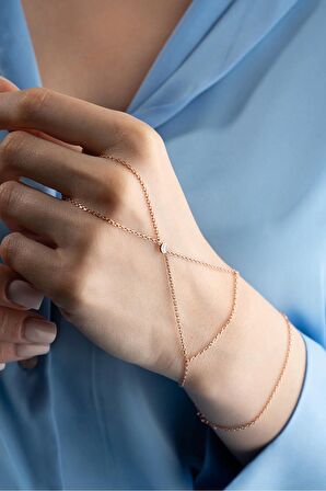 925 Ayar Gümüş Rose Kaplama Tektaş Model Şahmeran Bileklik 