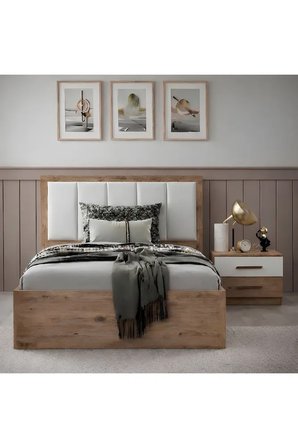 Zitaa Tek Kişilik Başlıklı Karyola 90x190 Modern Tasarım Yatak Karyolası