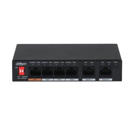 DAHUA PFS3006-4ET-60 4 PORT 10/100 + 2 PORT 10/100 UPLINK 250 METRE 60W POE METAL KASA SWITCH