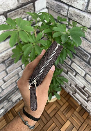 Guard Kahverengi Croco Baskılı Fermuarlı Portföy Cüzdan