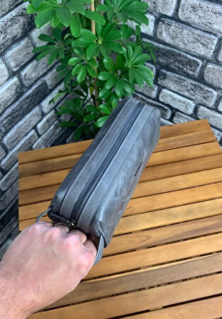 Guard Antik Gri Unisex Deri El Çantası