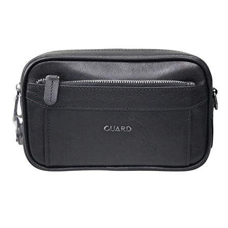Guard Kristal Siyah Hakiki Deri Şifreli El Çantası
