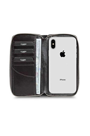 Guard Texas Baskılı Kahverengi Fermuarlı Portföy Cüzdan