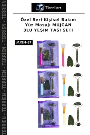 Özel Seri Kişisel Bakım Yüz Masajı MUJGAN 3LU YEŞİM TAŞI SETİ
