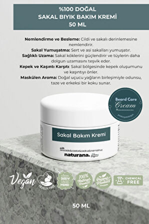 %100 Doğal Sakal Bıyık Bakım Kremi Güçlendirici Yumuşatıcı Kepek Önleyici Balm 50 ML