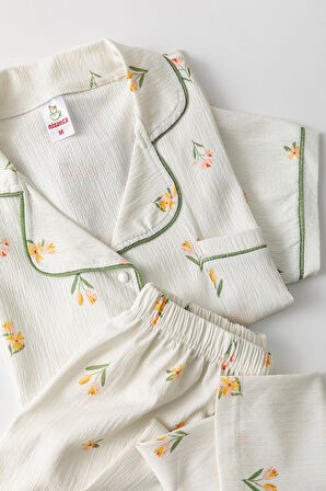 Kısa Kol Gömlek Yaka Kadın Pinterest Pijama Takımı - Yazlık Kadın Pijama- Geniş Beden Aralığı