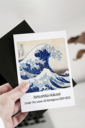 Katsushika Hokusai Tabloları 12 Adet Dekoratif Polo Kart - Sanatsal Poster Kartları