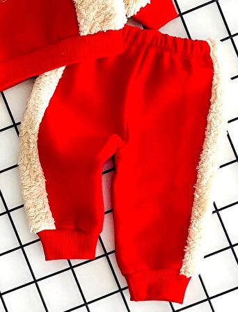 Neşeli Bebekler Ayıcık Nakışlı Yılbaşı Welsoft Detaylı Üç İp Polar Takım