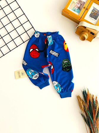 Neşeli Bebekler Marvel Baskılı Tek Alt Mavi