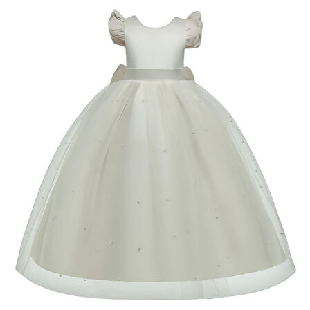 Kız Çocuk Uzun İncili Elbise Doğum Günü Mezuniyet Elbise Balo Elbise