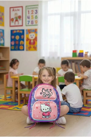Hello Kitty Kız Çocuk Anaokulu Okul Çantası Pembe Mor Kreş ve Okul Öncesi Sırt Çantası Yeni Sezon