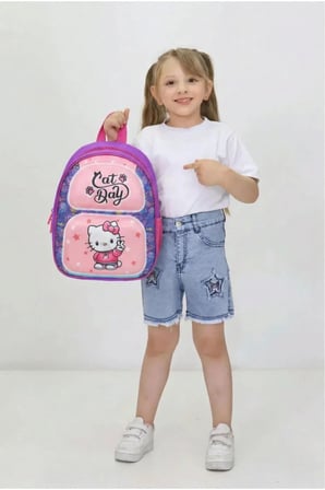 Hello Kitty Kız Çocuk Anaokulu Okul Çantası Pembe Mor Kreş ve Okul Öncesi Sırt Çantası Yeni Sezon
