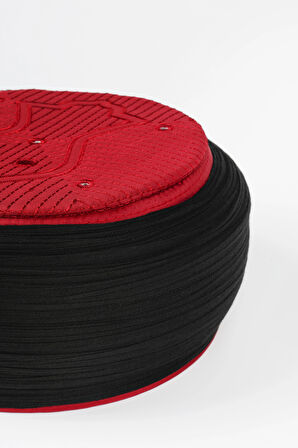 Namaz Sarığı - Siyah Kumaş - Bordo Takke - Yuvarlak Sarım - Nâli Şerif - 7 metre