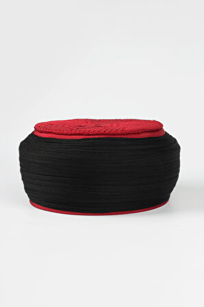 Namaz Sarığı - Siyah Kumaş - Bordo Takke - Yuvarlak Sarım - Nâli Şerif - 7 metre